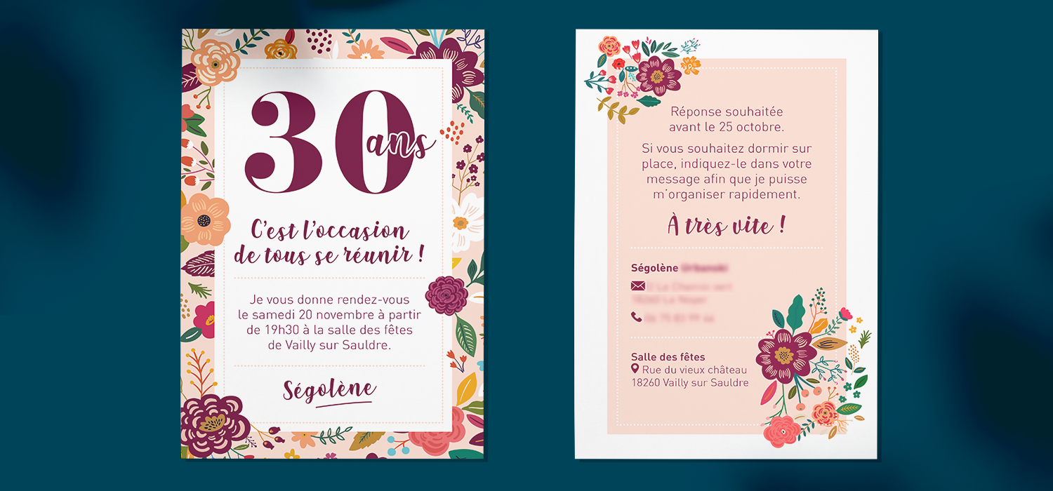 graphisme-creation-carton-invitation-anniversaire-orleans création graphique de carton invitation anniversaire personnalisé à Orléans