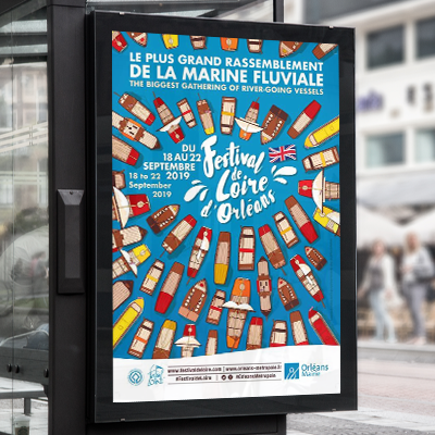 Illustration et graphisme de l'affiche du Festival de Loire d'Orléans 2019