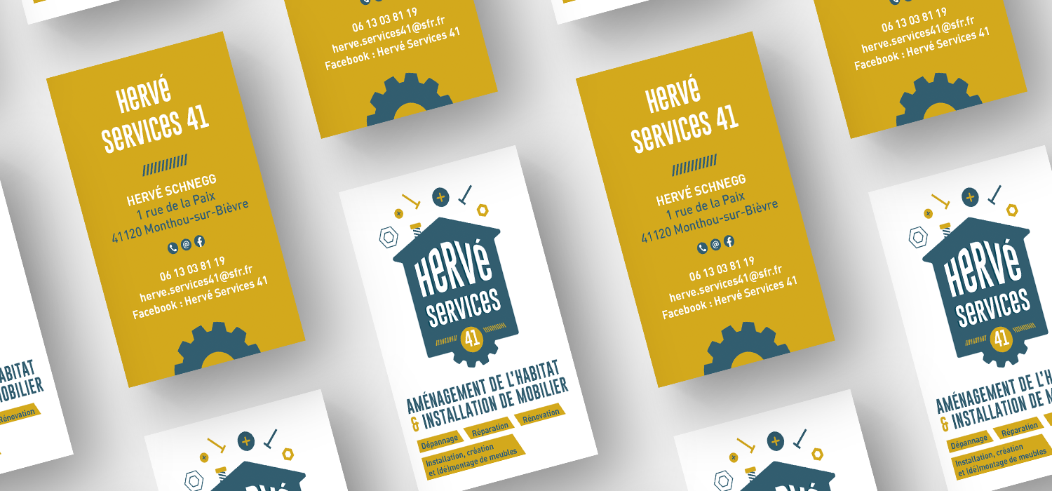 herve-services-41-creation-logo-carte-visite-graphisme-sur-mesure Création graphisme logo carte de visite de la société Hervé Services 41 par le Studio Elski à Orléans