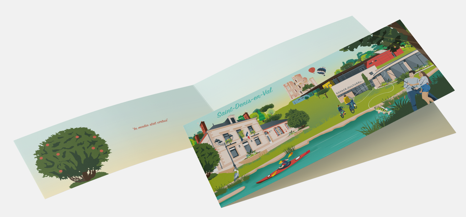 saint-denis-en-val-carte-voeux-illustration-couverture-interieur saint denis en val carte voeux illustration mise en page