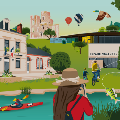 saint denis en val carte voeux illustration voyage rétro