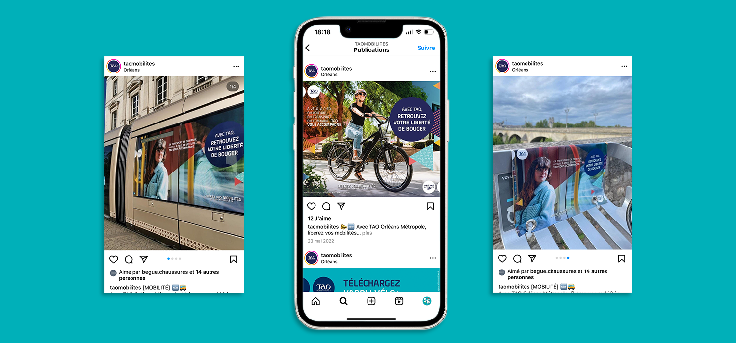 tao-orleans-creation-post-instagram-facebook-studio-elski Création de publication pour les réseaux sociaux de TAO sur les mobilités douces, dans le respect de la charte graphique