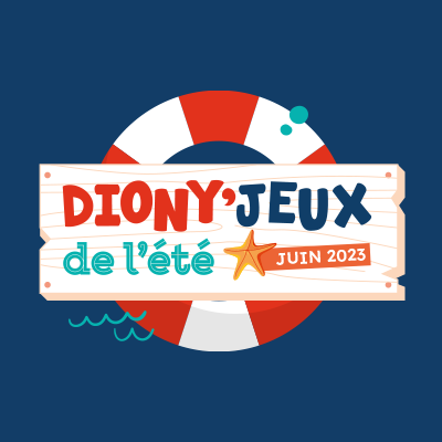 Création du logo du cahier de jeux de Saint-Denis-de-l'Hôtel dans un style aquatique et estival